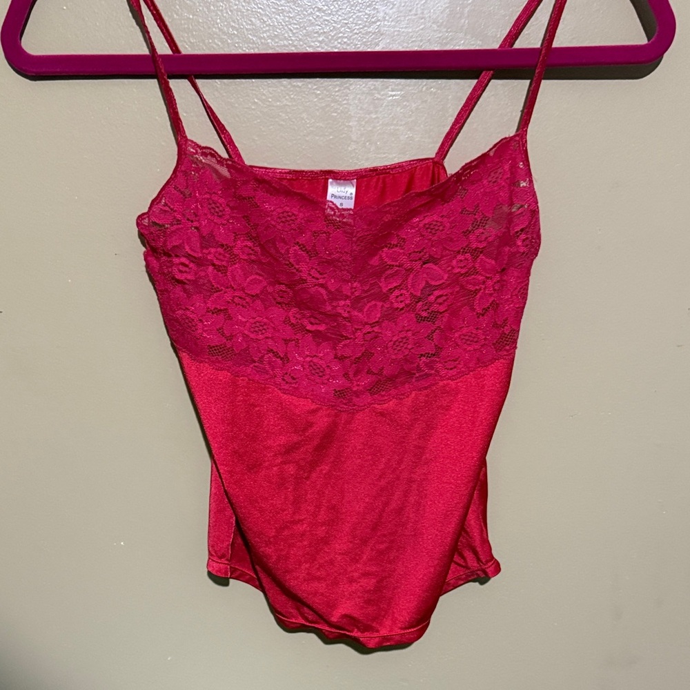Elegant Scarlet Lace Camisole